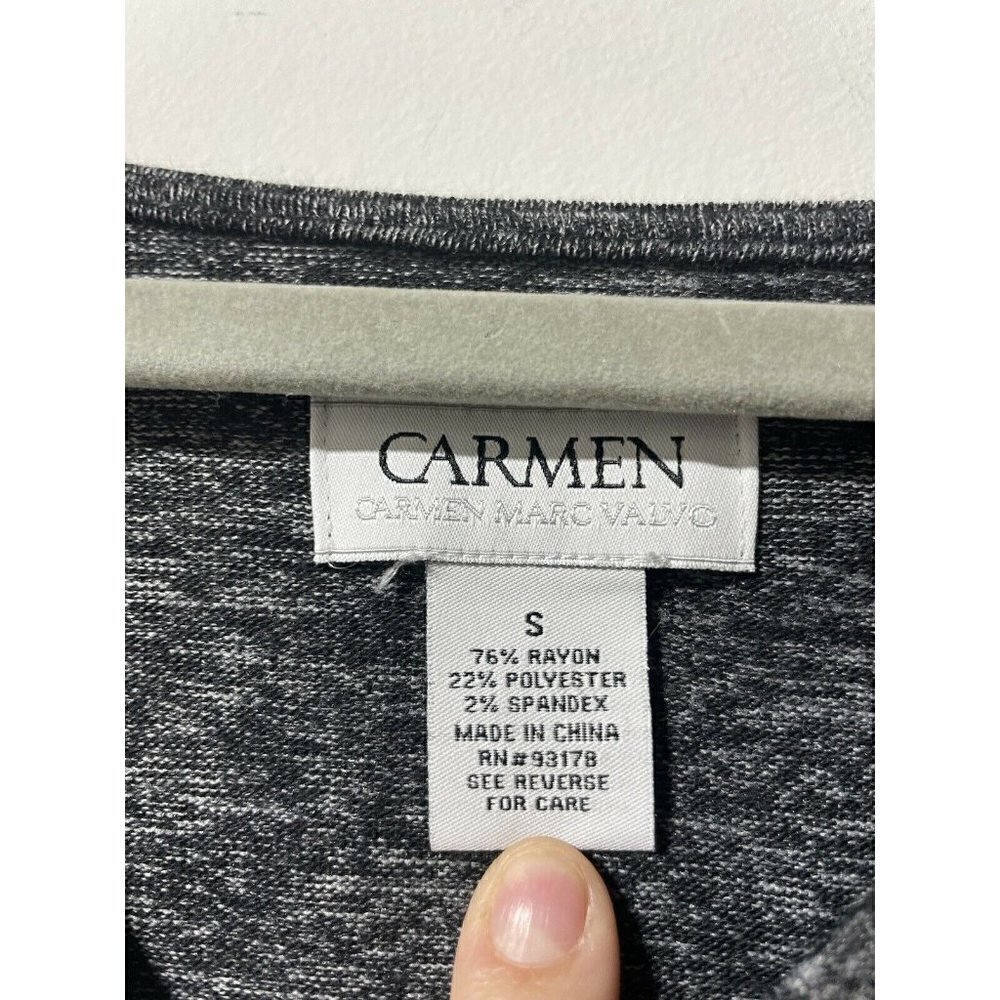 Carmen Marc Valvo Grey Boatneck Zipper Detail Blouse Size Small - Picture 2 of 5